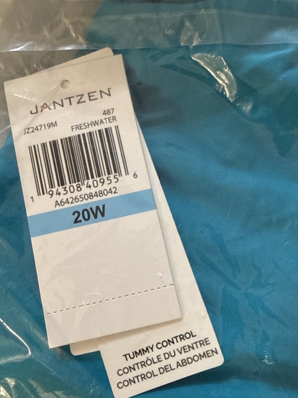 Jantzen Size 20 W Blue One Piece Freshwater Ombré Swimsuit Underwire Adjustable - Picture 10 of 11